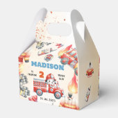 Brandweerman tweede verjaardag brandweerauto bedankdoosjes (Achterkant)