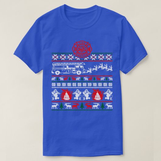 Brandweerman Ugly KerstSweater T-shirt (Design voorkant)