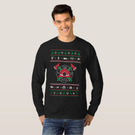 Brandweerman Ugly Sweater Kerstmis T-shirt