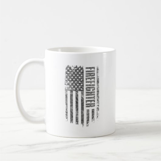 Brandweerman USA Vlag Vervallen ontwerp Koffiemok (Links)