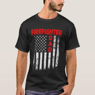 Brandweerman Vader Amerika Vlag Vaderdag Vint T-shirt