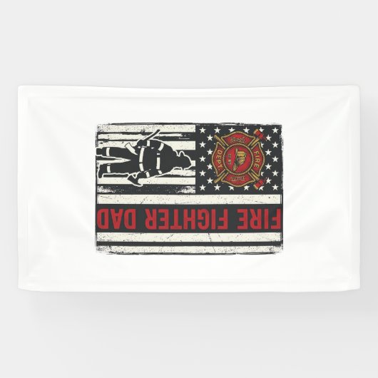 Brandweerman Vader Bedrukte Vlag Vector Design_1 Spandoek (Horizontaal)