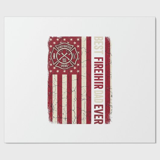 Brandweerman Vader Verticale Vlag Vintage Cadeaupapier (Vlak)