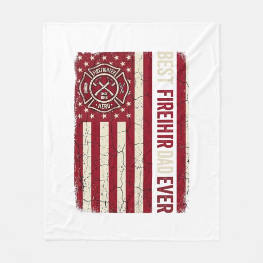 Brandweerman Vader Verticale Vlag Vintage Fleece Deken (Voorkant)