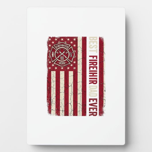 Brandweerman Vader Verticale Vlag Vintage Fotoplaat (voorkant)