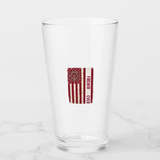 Brandweerman Vader Verticale Vlag Vintage Glas (Voorkant)