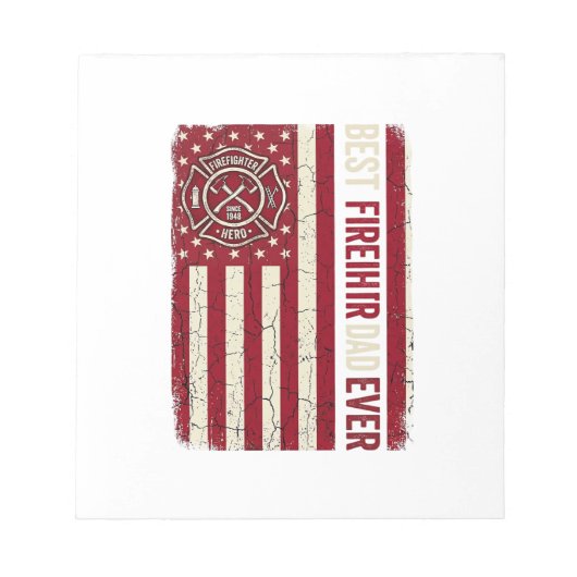 Brandweerman Vader Verticale Vlag Vintage Notitieblok (Voorkant)