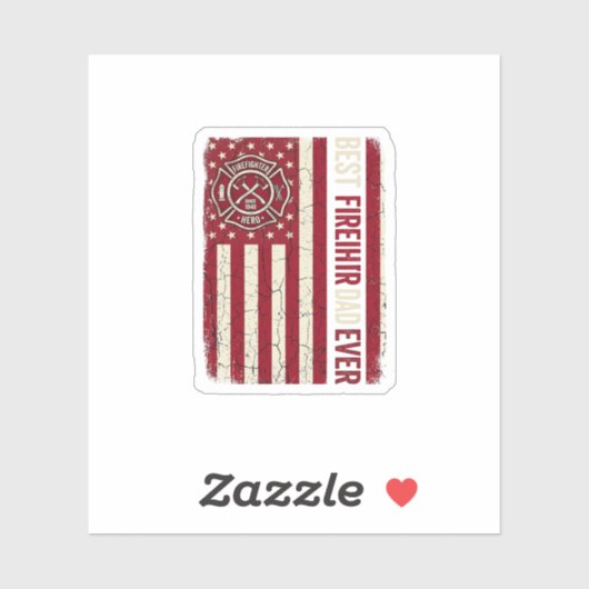 Brandweerman Vader Verticale Vlag Vintage Sticker (Vel)