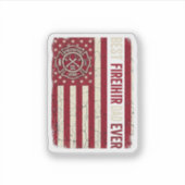Brandweerman Vader Verticale Vlag Vintage Sticker (Voorkant)