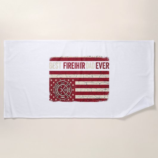Brandweerman Vader Verticale Vlag Vintage Strandlaken (Voorkant)