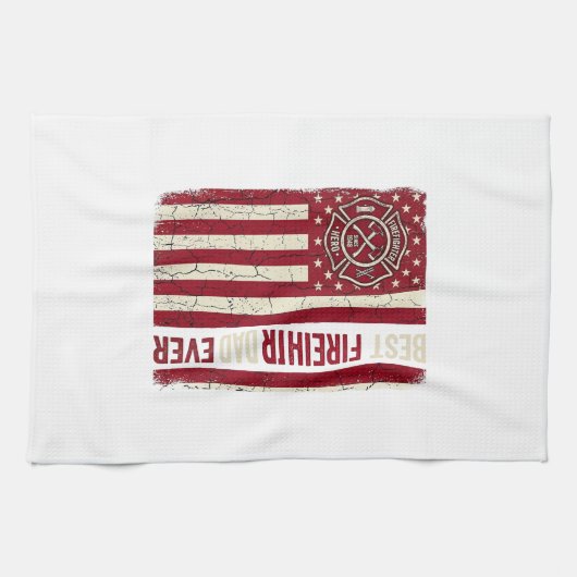 Brandweerman Vader Verticale Vlag Vintage Theedoek (Horizontaal)