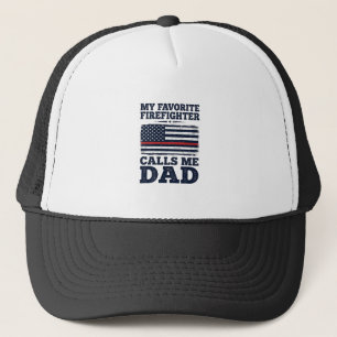 Brandweerman Vader Vintage Vlag Shirt Ontwerp_1 Trucker Pet