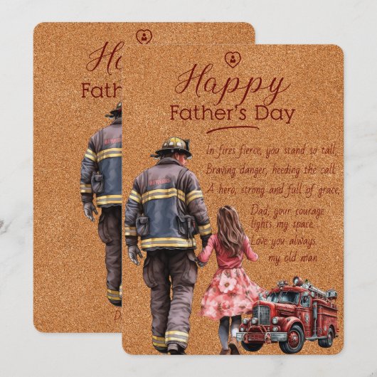 Brandweerman Vaderdag-kort gedicht van Daughter Kaart (Voorkant / Achterkant)