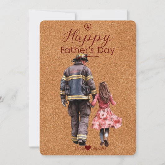 Brandweerman Vaderdag-kort gedicht van Daughter Kaart (Achterkant)