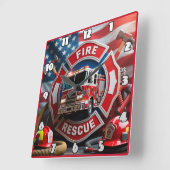 Brandweerman Valor Amerikaanse vlag Vierkante Klok (Hoek)