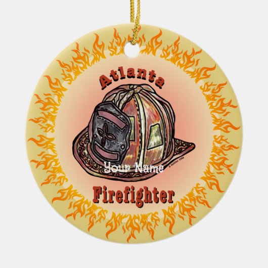 Brandweerman van Atlanta Keramisch Ornament (Voorkant)