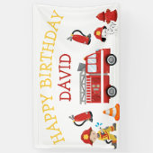 Brandweerman van Birthday Party Fire Truck Spandoek (Verticaal)