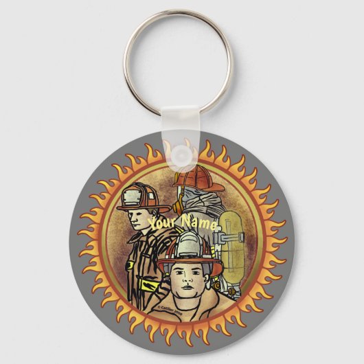 brandweerman van de brandweer sleutelhanger (Voorkant)