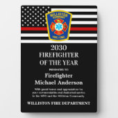 Brandweerman van het jaar uitspraak in rode lijn fotoplaat (voorkant)