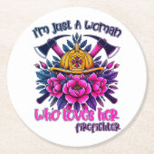 Brandweerman Vancouver eert toewijding Ronde Kartonnen Onderzetter (Voorkant)