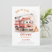Brandweerman Verjaardag Brandweerwagen Verjaardags Kaart (Staand voorkant)