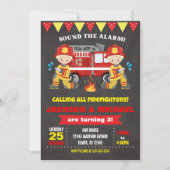 Brandweerman Verjaardag Uitnodiging Gezamenlijk sc (Voorkant)