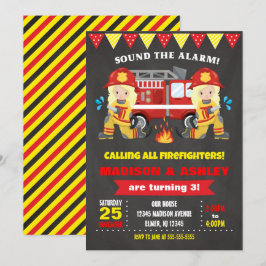 Brandweerman Verjaardag Uitnodiging Joint Girls Tw