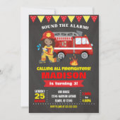 Brandweerman Verjaardag Uitnodiging Meisje schoolb (Voorkant)