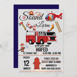Brandweerman verjaardagsfeest uitnodiging sjabloon