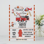 Brandweerman verjaardagsfeest uitnodiging sjabloon (Staand voorkant)