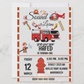 Brandweerman verjaardagsfeest uitnodiging sjabloon (Voorkant)