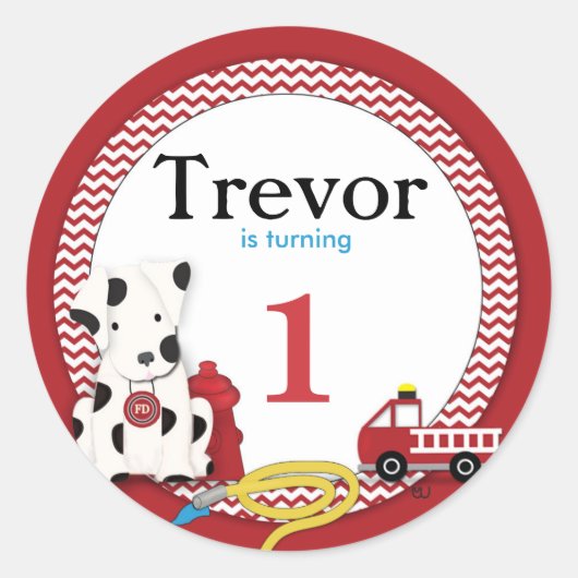 Brandweerman Verjaardagsfeestje Sticker (Voorkant)
