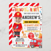 Brandweerman Verjaardagsuitnodiging met foto Kaart (Voorkant / Achterkant)