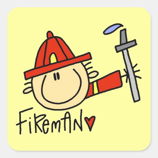 Brandweerman Vierkante Sticker (Voorkant)