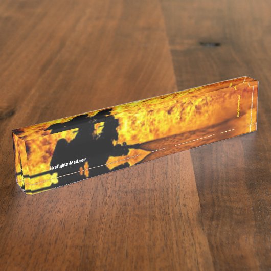 Brandweerman vlammen bureau naam bord naambordje (Zijkant)