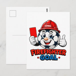 Brandweerman Voetbal Scheidsrechter Mascotte Briefkaart