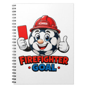 Brandweerman Voetbal Scheidsrechter Mascotte Notitieboek