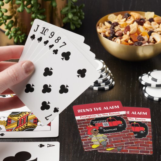 Brandweerman voor redding pokerkaarten (Insitu)