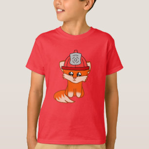 Brandweerman Vos met brandweerman hoed T-shirt