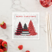 Brandweerman Vrolijk Kerstboom Rode Glitter Plaid Servet (Insitu)