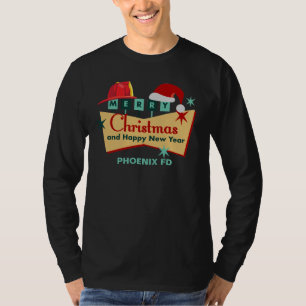 Brandweerman Vrolijk Kerstfeest Gelukkig Nieuwjaar T-shirt