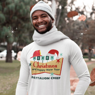 Brandweerman Vrolijk Kerstfeest Gelukkig Nieuwjaar T-shirt