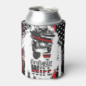 Brandweerman Vrouw Koelboxxen - Patriottisch & Duu Blikjeskoeler (Blikje Voorkant)