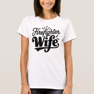 Brandweerman Vrouw Zwart Tekst Wit T-shirt