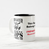 Brandweerman, want agenten hebben ook helden nodig tweekleurige koffiemok (Voorkant links)