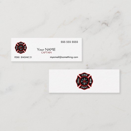 Brandweerman White Mini Visitekaartje (Voorkant / Achterkant)