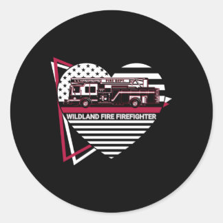 Brandweerman Wildland Brandweerman Wildland Brandw Ronde Sticker