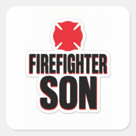 Brandweerman Zoon Vierkante Sticker