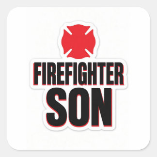 Brandweerman Zoon Vierkante Sticker