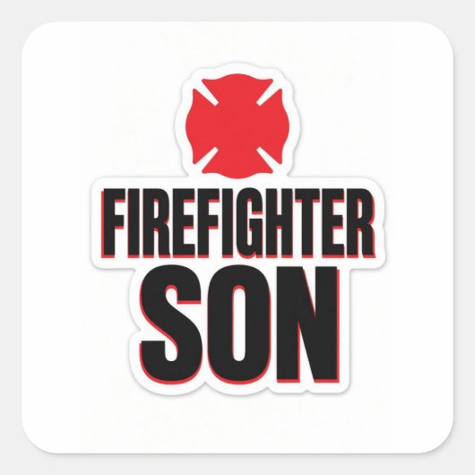 Brandweerman Zoon Vierkante Sticker (Voorkant)